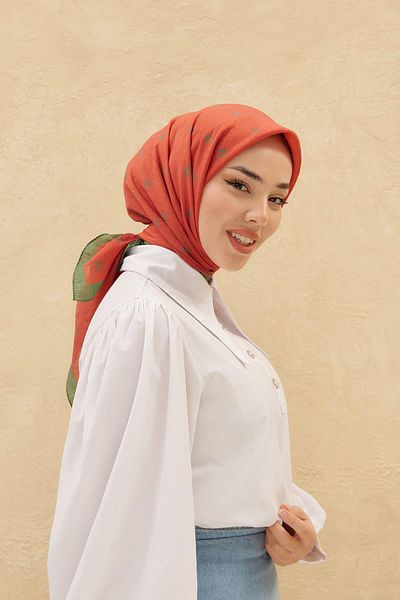 Silk Home Πορτοκαλί πράσινο κασκόλ Olinda