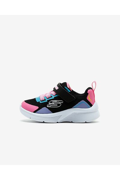 SKECHERS Microspec Bright Retros - Little Girl's Black Sneakers 302348 N Bkmt