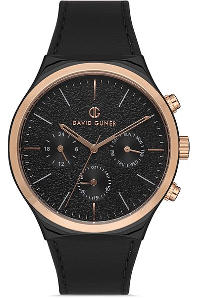 DAVID GUNER Rose Black Coated Black Dial Men's Watch Dg-8265Gb-R2R