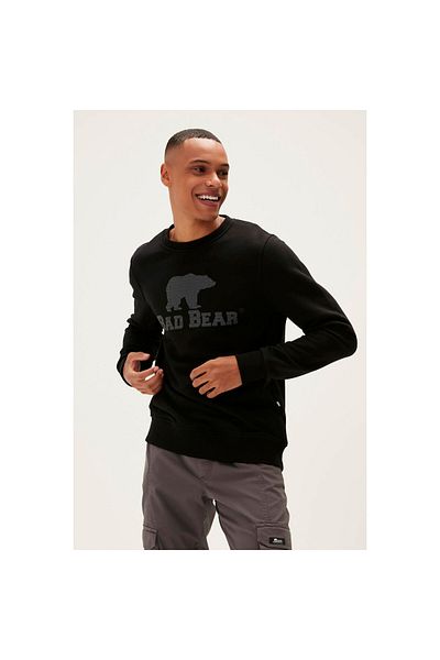 Bad Bear Men's Black Sweatshirt - 22.02.12.007 Logo Crewneck