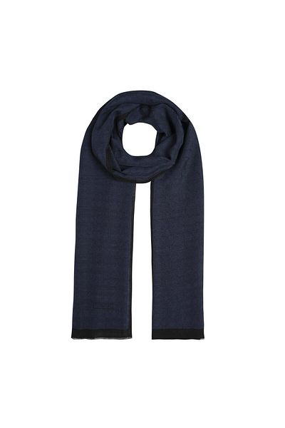 ipekevi Σάλι Monogram - Dark Navy Blue