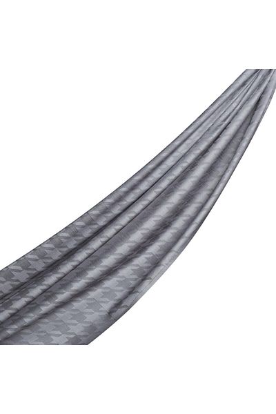 ipekevi Smoked Silkmill Houndstooth Patterned Cotton Silk Shawl 6606