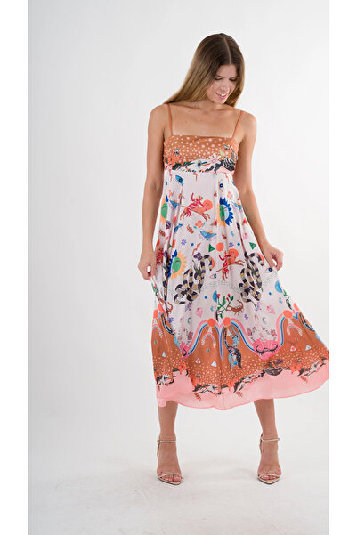 hazelin Women's Multicolored Rope Strap Unlined Long Dress Hzl24S-Yy276