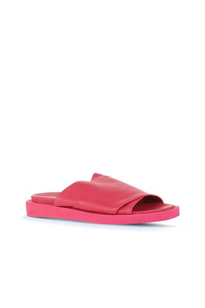 Bueno Shoes Φούξια Δερμάτινες Γυναικείες Παντόφλες - Flat Design 01ws2810
