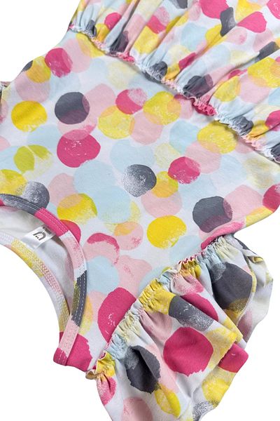 difa kids Fete - Rochie de vară confortabilă cu imprimeu cu puncte colorate, cu volane