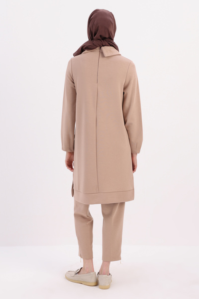 ALLDAY Mink Collar Chain Embroidered Tunic