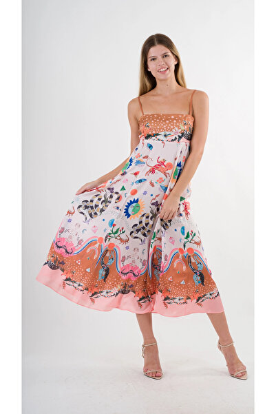 hazelin Women's Multicolored Rope Strap Unlined Long Dress Hzl24S-Yy276