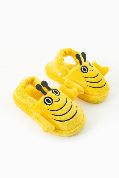 Efolle Children's House Slippers, Plush Slippers, Children's Sandals with Mink Bee Figure
