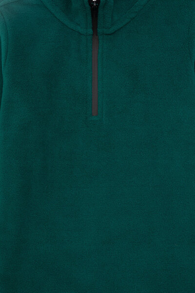 U.S. Polo Assn. Erkek Çocuk Yarım Fermuarlı Koyu Yeşil Polar Sweatshirt 50298060-VR079