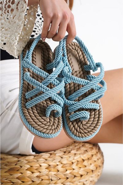 Moda Değirmeni Sandale Flip Flops pentru damă Baby Blue