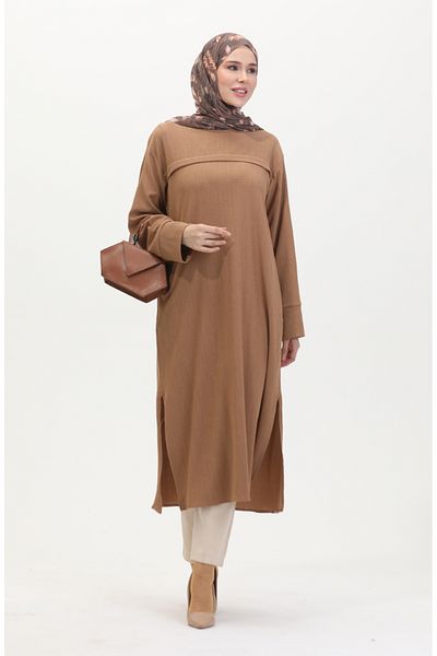 sefamerve Mink Color Wrap Fabric - Μπροστινό ριγέ τουνίκ 5105-02