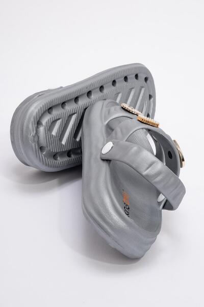Ccway GRAY Women's Slippers Sandals - With Straps and Accessories