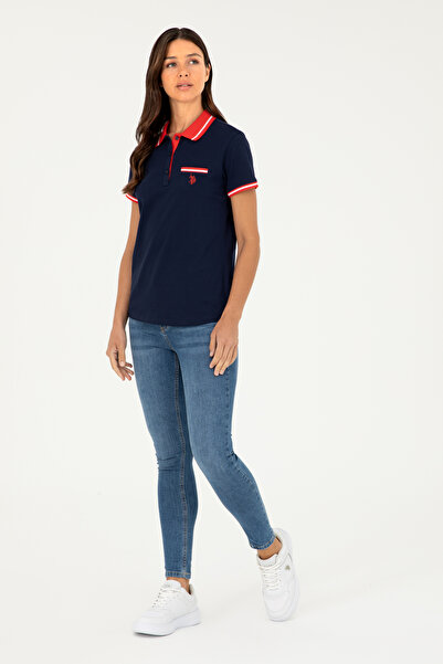 U.S. Polo Assn. Γυναικείο μπλουζάκι με γιακά πόλο Navy Blue 50285842-VR033