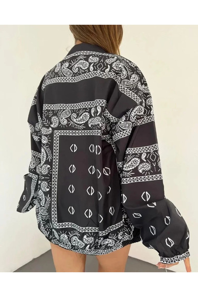 Kokosh moda Μαύρο Ψηφιακό Εκτυπωμένο Αλεξίπτωτο Υφασμάτινο Ανεμοδράστη