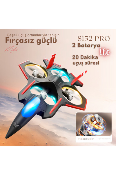 piha S152 DRONE FIRÇASIZ MOTOR 2 Batarya İle 20 Dakika Uçuş 720p HD Kamera Işıklı Drone
