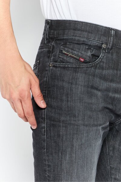 Diesel Men Regular Fit Wash Stretchable Denim Jeans, Grey