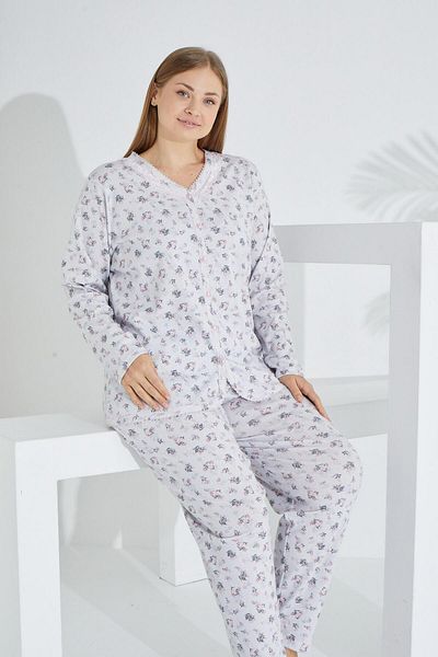 Etoile طقم بيجامة نسائي 100% قطن بأكمام طويلة مقاس كبير 98906