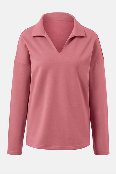 Tchibo Women Regular Fit Plain Long Sleeves Sweatshirt, Rose Wood