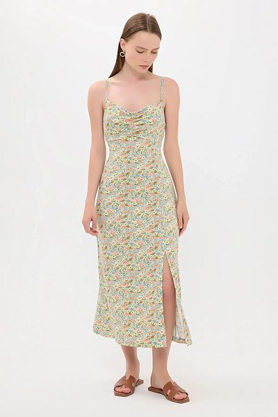 Hiccup Rochie midi cu bretele subțiri - Floral și cu șnur