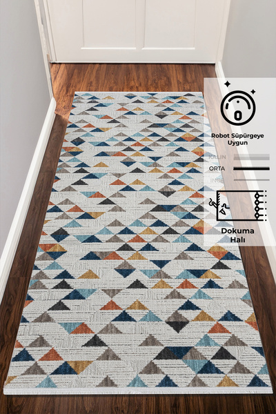 Konfor Halı Konfor Cashmere 8603 El Dokuma Örgü Renkli Yolluk Halı