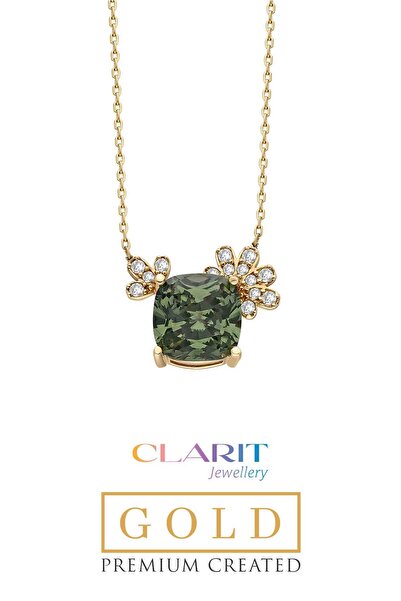 So CHIC... Created Tourmaline Taşlı Clarit Serisi 14 Ayar Sarı Altın Kolye