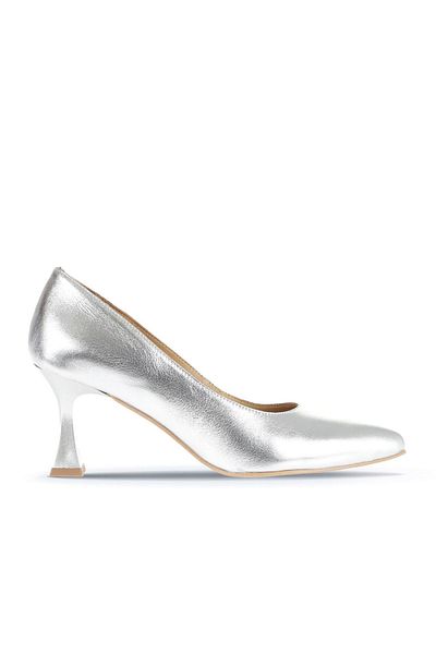 Bueno Shoes 01wa1401 Pantofi cu toc de damă din piele argintie model