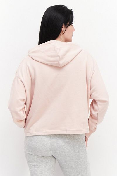 Puma Women Sportswear Fit Hooded Long Sleeves Brand Logo Sweatshirt, Rose