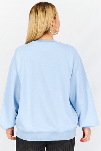 Tchibo Women Crew Neck Graphic Sweatshirt, Blue