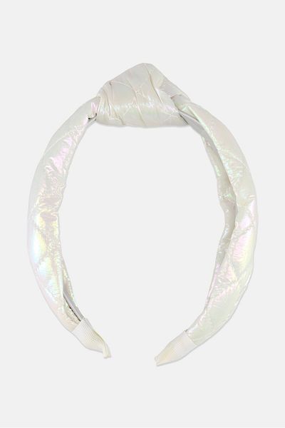 Nicole Miller Kid Girls Diamond Pattern Headband, White Combo