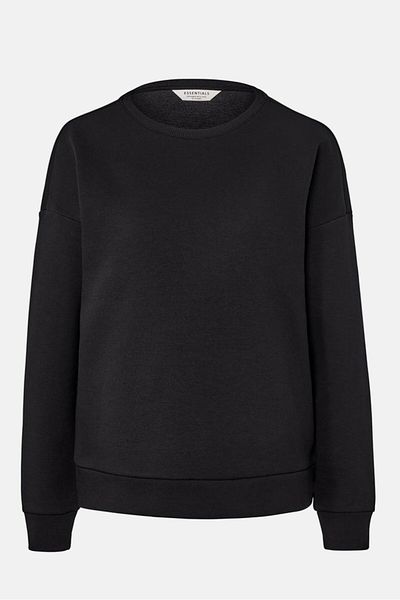 Tchibo Women Round Neck Long Sleeves Plain Sweatshirt, Black