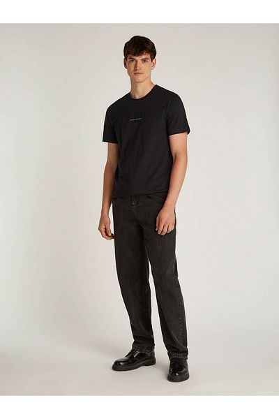 Calvin Klein Jeans Crew Neck Embroidered Black Men's T-Shirt J30J 3256490 Gm Monologo Tee