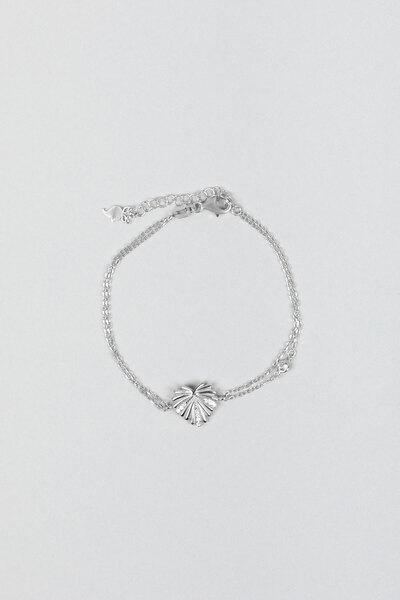 So CHIC... Deniz Kabuğu 18 Ayar Beyaz Altın Kaplama 18 Cm Gümüş Minimal Bileklik