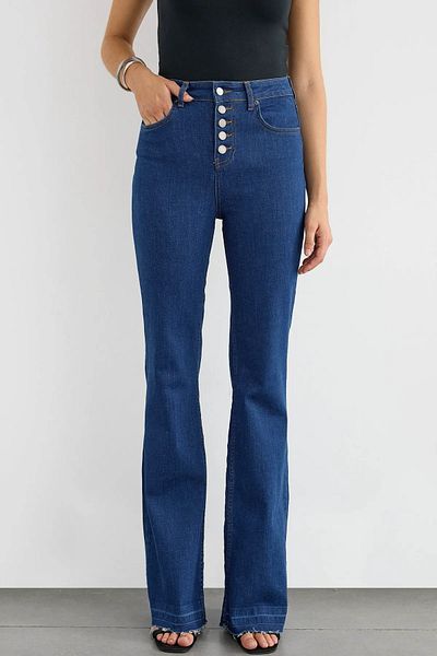 Hiccup Pantaloni de jeans cu talie înaltă, cu detaliu cu nasturi