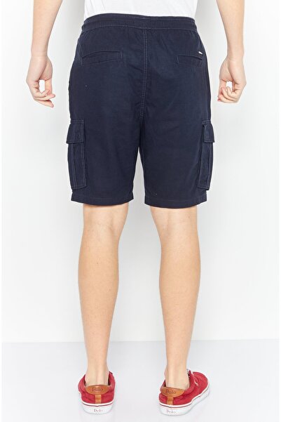 Threadbare Men Solid Drawstring Cargo Shorts, Navy Blue