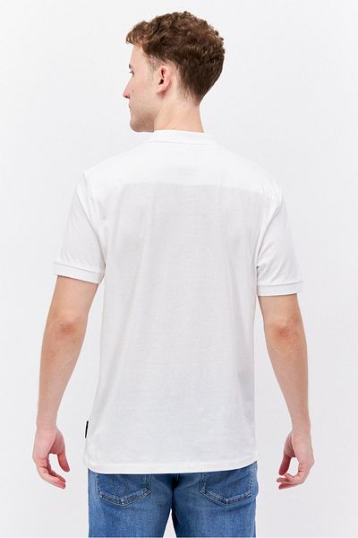 French Connection Men Regular Fit Short Sleeve Brand Logo Polo Shirt, White