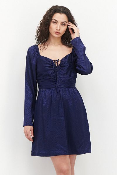 Aqua Women Ruched Square Neck Cocktail Dress, Navy Blue