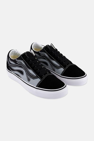 Vans Kids Boy Old Skool Flame Print Casual Shoes, Black
