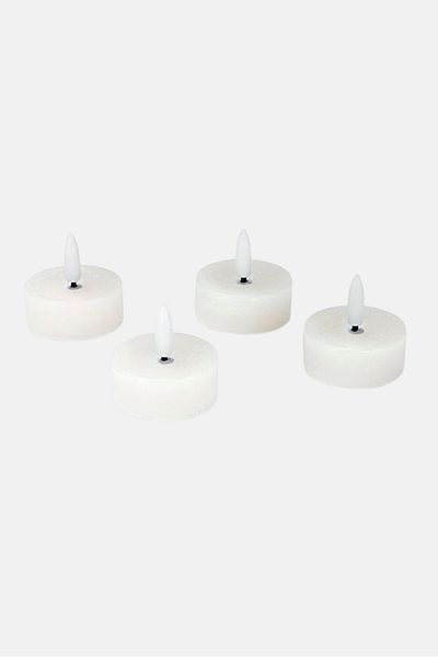 Tchibo 4 Pieces Of Real Wax Led Tea Lights, White