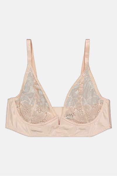 Etam Women Textured Non Padded Bra, Beige