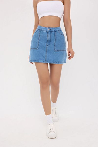 Hiccup Fusta mini cu cusături din denim cu buzunar