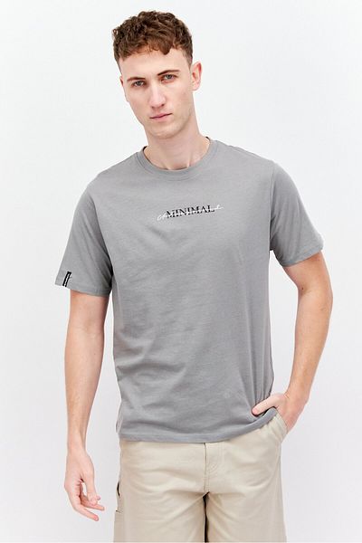 Threadbare Men Crew Neck Short Sleeves Graphic Printed T-shirt, Grey