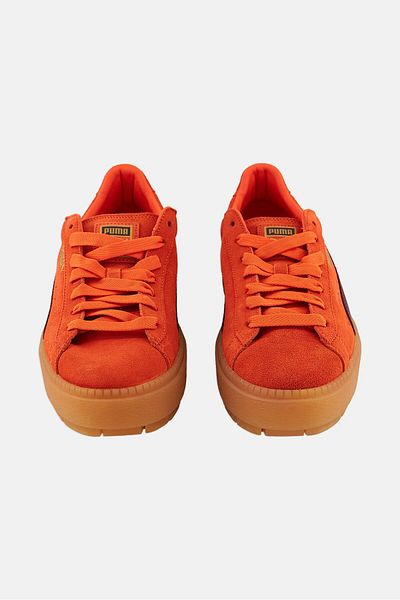Puma Women Platform Trace Block Lace Up Training Shoes, Orange