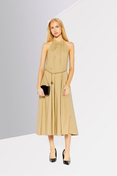 Michael Kors Women Solid Chain Midi Dress, Light Khaki