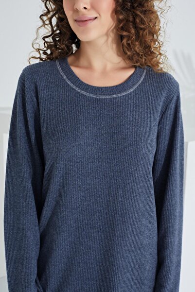 Etoile %100 Pamuk Deve Tüyü Kumaş Uzun Kol  Kadın Pijama Takımı 98404