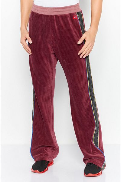 Diesel Men Regular Fit Textured Sweatpants, Maroon