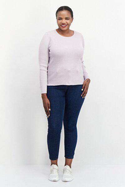 Esprit Women Round Neck Ribbed Long Sleeve Sweater, Lavender