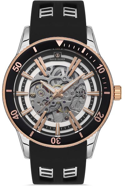 DAVID GUNER Rose White Coated Black Dial Men's Wristwatch Dg-8619Gd-E1