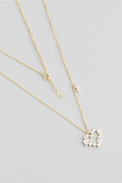 So CHIC... Saf Aşk 18 Ayar Sarı Altın Kaplama 45 Cm Gümüş Kalp Kolye