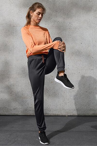 Tchibo Women Sportswear Fit Drawstring Plain Jogger Pants, Black