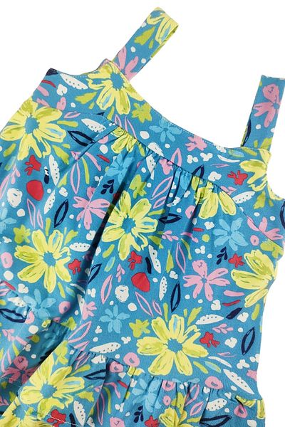 difa kids Fata - Rochie de vara confortabila cu model floral albastru